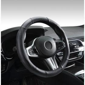   AUTOLIFE DS01PLUS / 5055BK-DS02 Valódi bőr szellőző lyukacsos  Fekete varrásos  mintával  