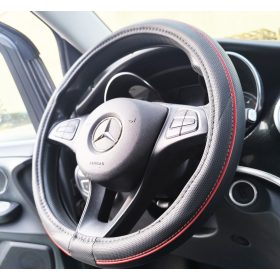 Bőrhatású Kormányvédő 38cm / Piros betétes