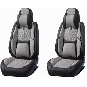   15 részes Prémium Magas minőségű Műbőr üléshuzat szett nyakpárnákkal - Légzsákos - Osztható - Fekete/Szürke színben 80197
