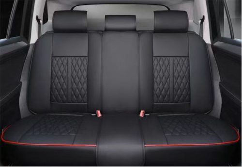 15 részes Prémium Magas minőségű Műbőr üléshuzat szett nyakpárnákkal - Légzsákos - Osztható - Fekete/Piros színben 80196