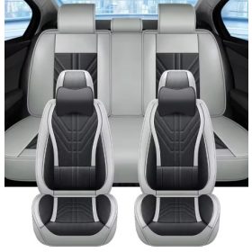   13 részes Prémium Magas minőségű Műbőr üléshuzat szett nyakpárnákkal - Légzsákos - Osztható - Fekete/Sötét szürke színben