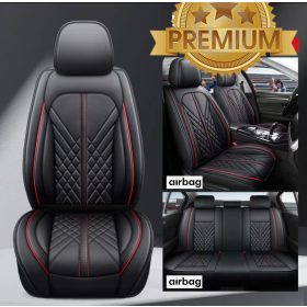  11 részes Prémium minőségű Műbőr üléshuzat szett - Légzsákos - Osztható - Fekete/Piros színben 80186