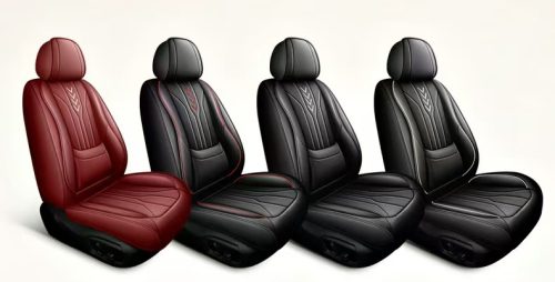 11 részes Prémium minőségű Műbőr üléshuzat szett - Légzsákos - Osztható - Fekete/Piros színben 80189