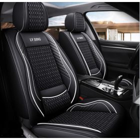   11 részes Prémium minőségű Ice Silk Kárpit/Műbőr üléshuzat szett - Légzsákos - Osztható - Fekete/Fehér színben 