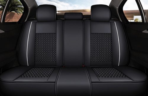 11 részes Prémium minőségű Ice Silk Kárpit/Műbőr üléshuzat szett - Légzsákos - Osztható - Fekete/Fehér színben 