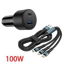   13023 02ACSET Gyors töltő USB/USB-C + 3 az 1-ben töltő különböző töltőfejekkel - 5A 100W 12-24V