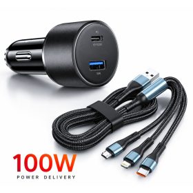   13023 02ACSET Gyors töltő USB/USB-C + 3 az 1-ben töltő különböző töltőfejekkel - 5A 100W 12-24V