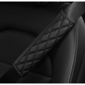 Műbőr steppelt biztonsági öv párna - fekete párban