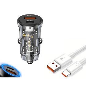   13139 08AC Gyors töltő USB/USB-C + Kábel USB/TIPE-C - 6A 20W 12-24V