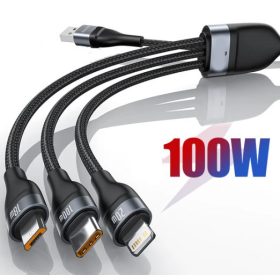   12095 6A-100W 3IN1 Gyorstöltő kábel - Alumínium ötvözet