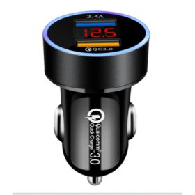   13177 M22 Autós töltő + voltmérő - 2USB - Quick Charge 3.0 - 12-24V