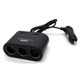   13245 Szivargyújtó elosztó 3-as + 2 USB aljzat 12/24V - MAX 120W