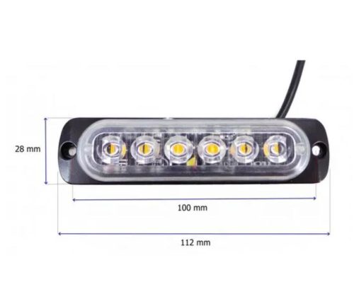 18042 6LED-es stroboszkóp sárga - E jel - 12-24V W13891-1