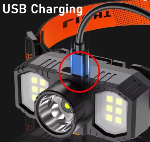  USB-s Fejlámpa - Erőteljes COB LED lámpa 4funkciós