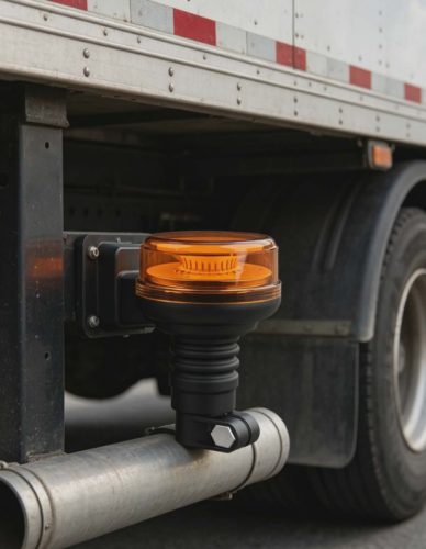  E-jeles sárga LED villogó lámpa csőre húzható kivitelben – 12/24V, 9W, dupla villogási mód