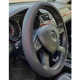 Műbőr kormányvédő 42cm fekete-piros 2395-42