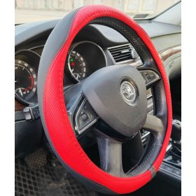 Univerzális műbőr kormányvédő 38cm piros 2397R