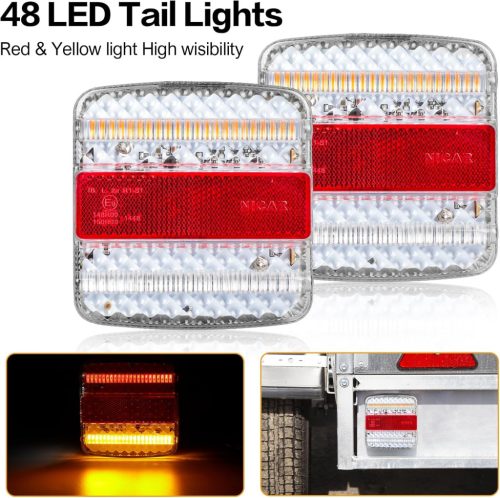 E-jeles LED utánfutó hátsó lámpa szett – 7 pólusú csatlakozóval, komplett világítás 12/24V