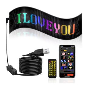   Matrix Pixel LED panel, Bluetooth vezérlés, Alkalmazással programozható, 16x64 LED, 9.5x37.5cm, vízálló