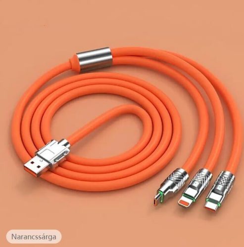 3 az 1-ben szilikon gyorstöltő adatkábel - 6A 12-24V 12OW