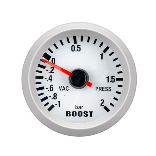 2Bar-os Turbónyomás mérőóra fehér számlapos 12V 52MM - LED7707 