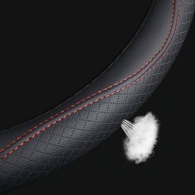  Valódi bőr kormányvédő 38cm fekete-piros