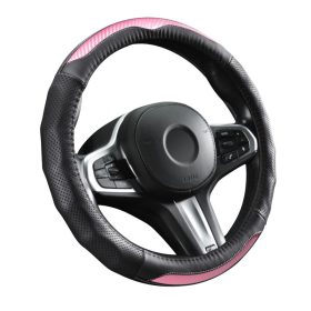   CARBON DESIGN Valódi bőr kormányvédő 38cm fekete-pink DW-5408P