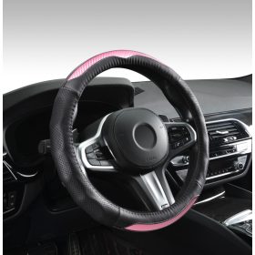  CARBON DESIGN Valódi bőr kormányvédő 38cm fekete-pink DW-5408P