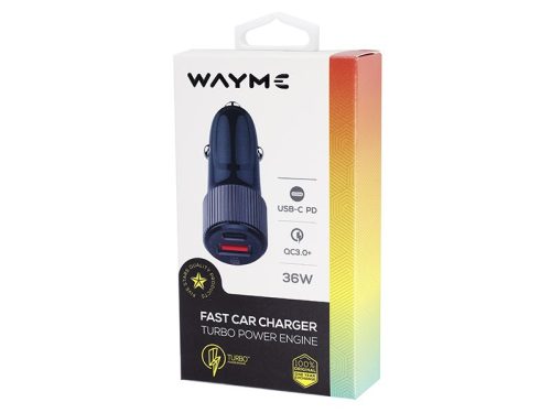 WAYME töltő 12/24V, 36W USB-C PD + QC3.0