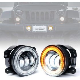   E jellel ellátott LED-es nappali menetfény és ködlámpa szett – 100 mm, 12V, index funkcióval