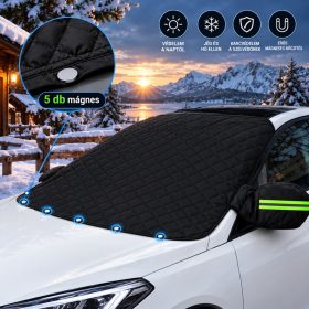    BLACK DESIGN 3rétegű Thermo mágneses szélvédő és tükör takaró ponyva Heavy Duty