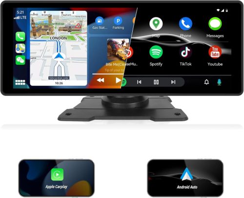  10.26 Hüvelykes hordozható Magyar nyelvű Android Autó és CarPlay Multimédia rendszer 350°-os kamerával - 12V