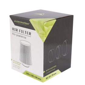   Kúpos légszűrő 120x130x90 mm, ezüst/króm, adapterek: 60, 63, 70 mm