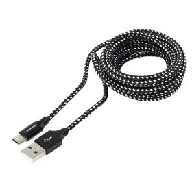  Töltő- és szinkronkábel, 300 cm, mikroszálas fonott, USB > USB-C