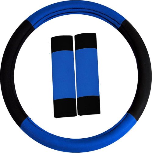 11 részes üléshuzat szett Deréktámasz + Légzsák kompatibilis - fekete-kék AG28505BL PLUS