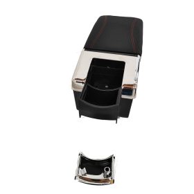   Gyári hatású műbőr univerzális könyöklő - pohár és hamutartóval - piros varrással