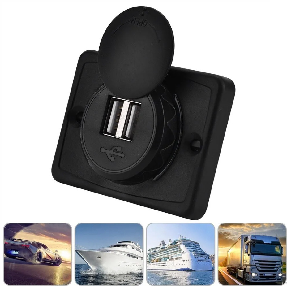  13337 - Kettős USB töltőaljzat 3.1A, vízálló, 12-24V