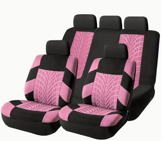 TARTOZÉK 01358 AD9521P 9 részes 2 HELYEN osztható univerzális üléshuzat szett - Légzsákos - pink-fekete