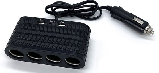 13290 Szivargyújtó elosztó 4-es + 2 USB aljzat + 1 Type-C 12/24V - MAX 120W