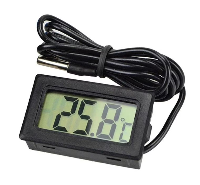 TARTOZÉK 65008 Elektronikus hőmérő LCD kijelzővel, 1 m-es szonda, 48 x 28 x 15 mm, Fekete